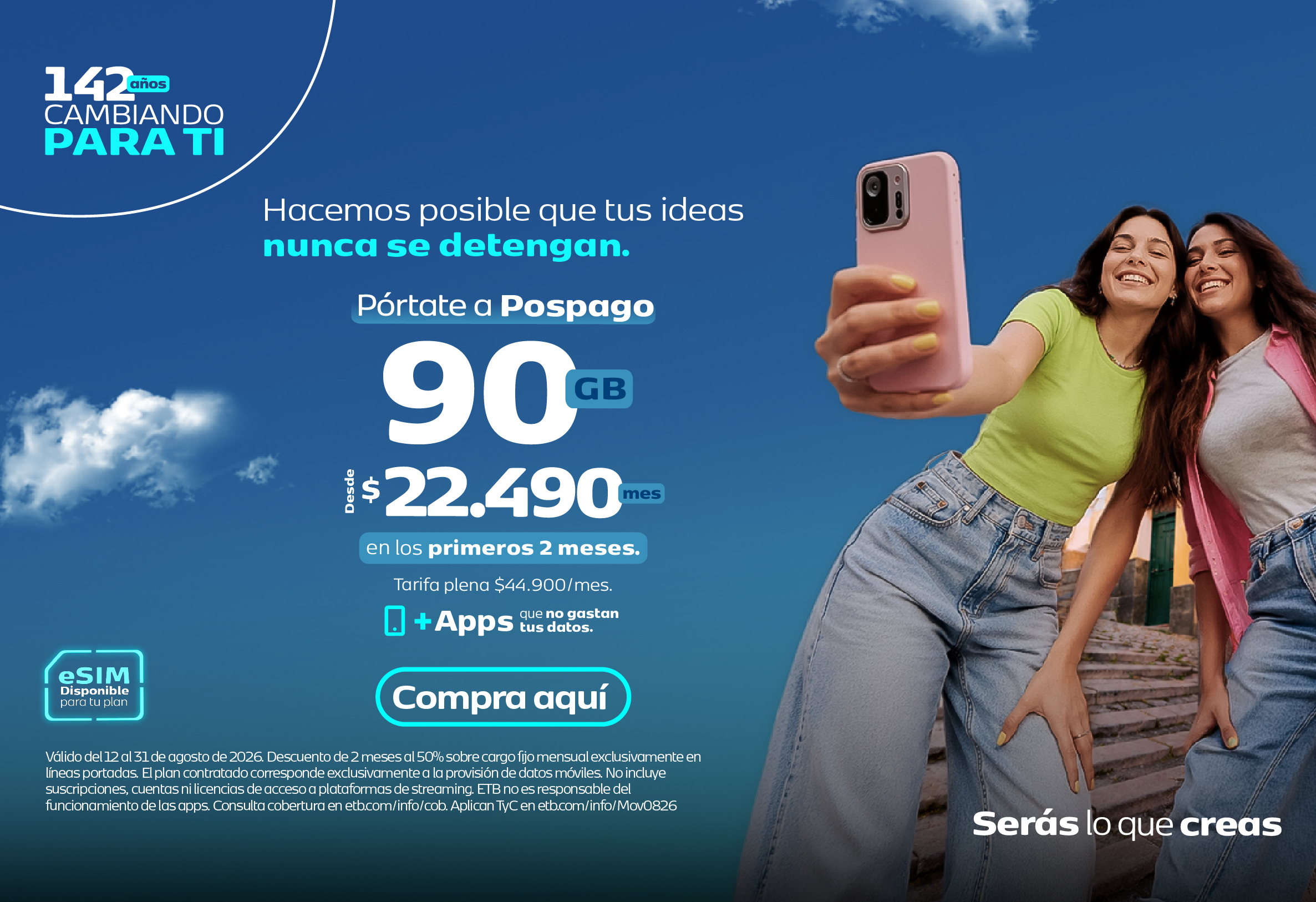 Plan Móvil Móvil 90GB desde $22.490/mes
