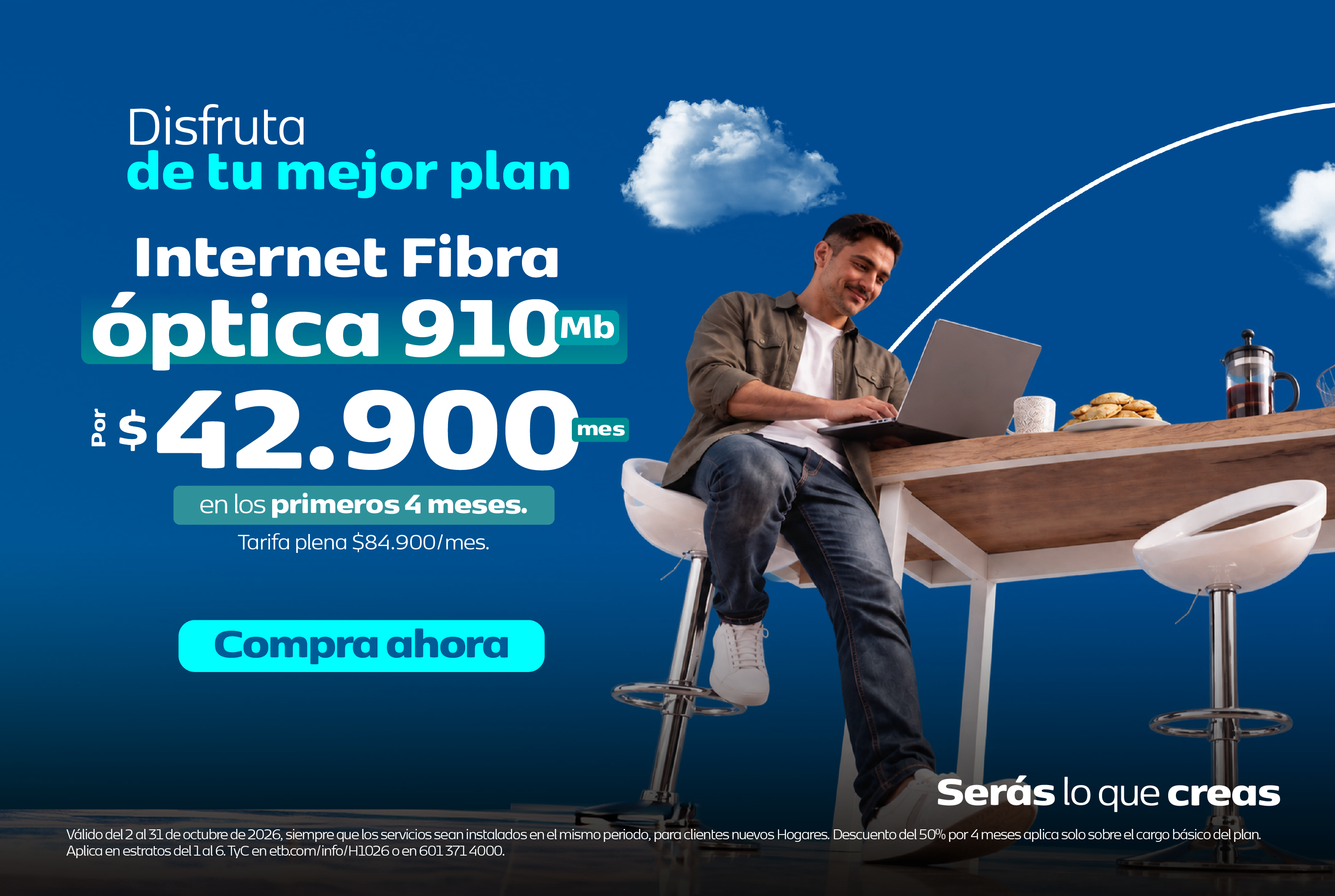 Plan Fibra óptica 910Mb desde $42.450/mes